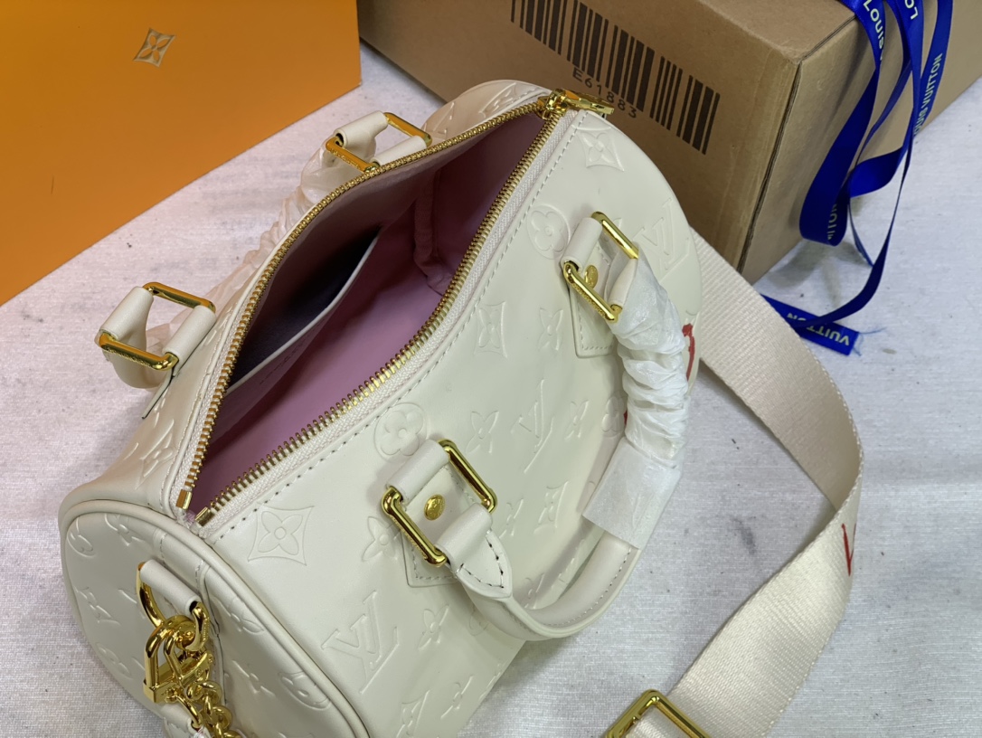 Replica Louis Vuitton Limited Edition Speedy Bandouliere 22 White/Pink - Image 5