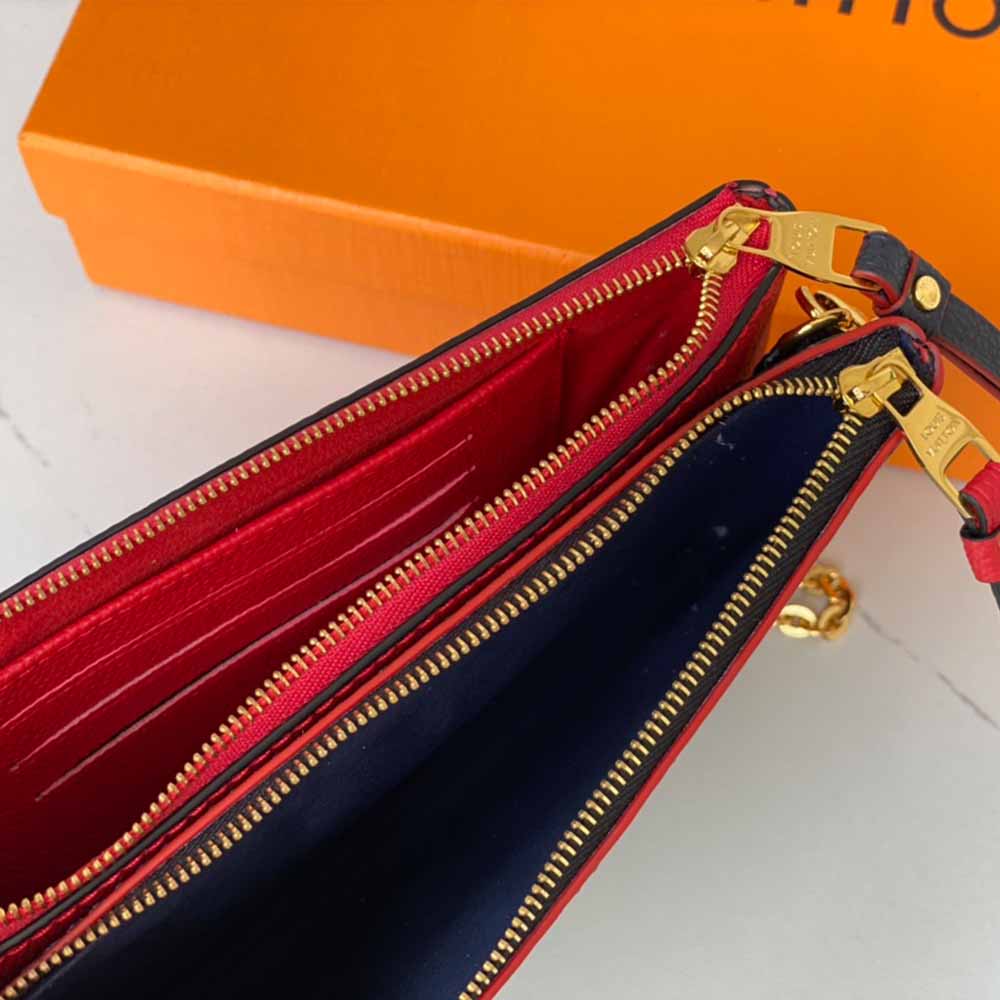 Replica Louis Vuitton Aaa- Double Zip Pochette M68568 Black/Blue - Image 11