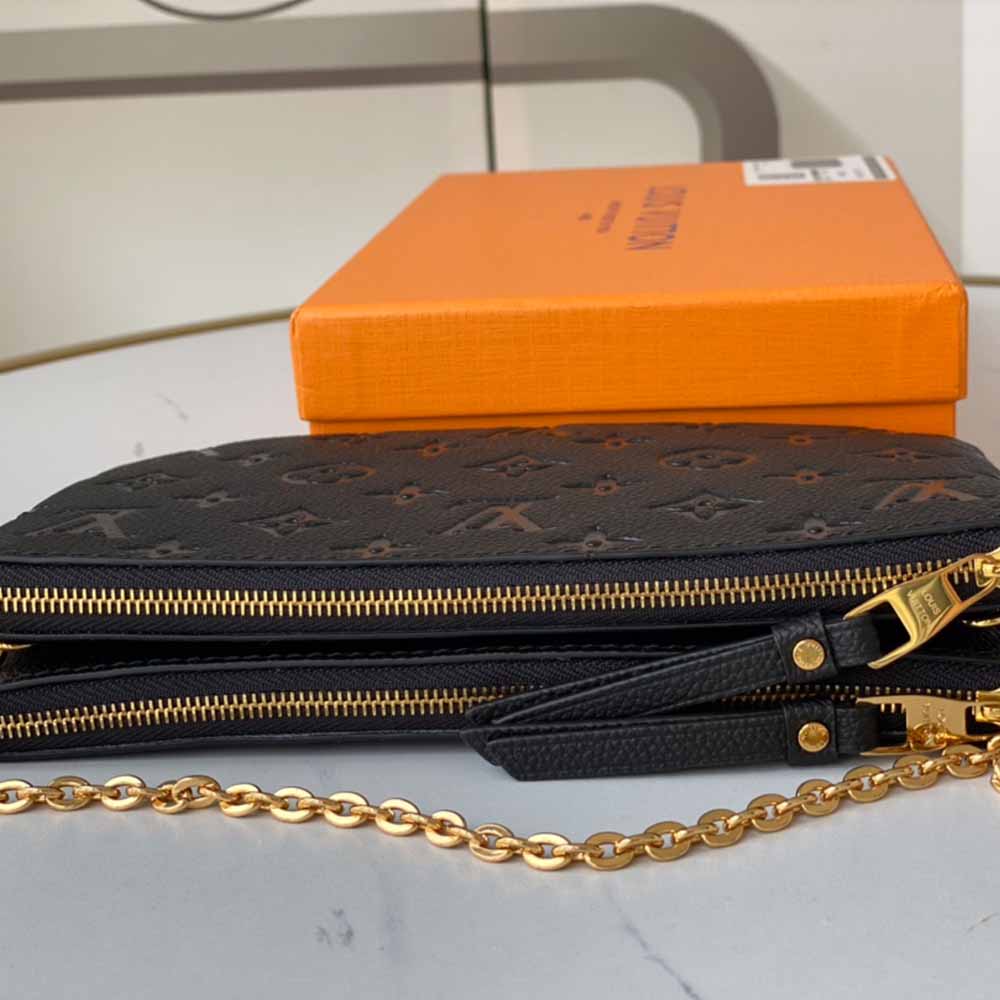 Replica Louis Vuitton Aaa- Double Zip Pochette M68568 Black/Blue - Image 4