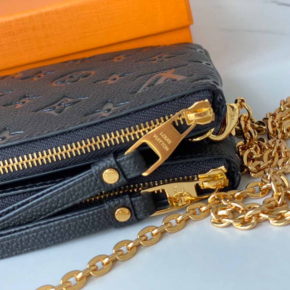 Replica Louis Vuitton Aaa- Double Zip Pochette M68568 Black/Blue - Image 5
