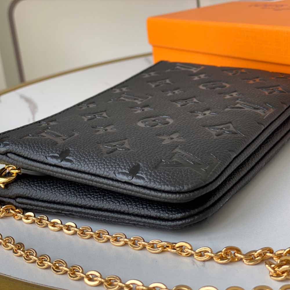 Replica Louis Vuitton Aaa- Double Zip Pochette M68568 Black/Blue - Image 6