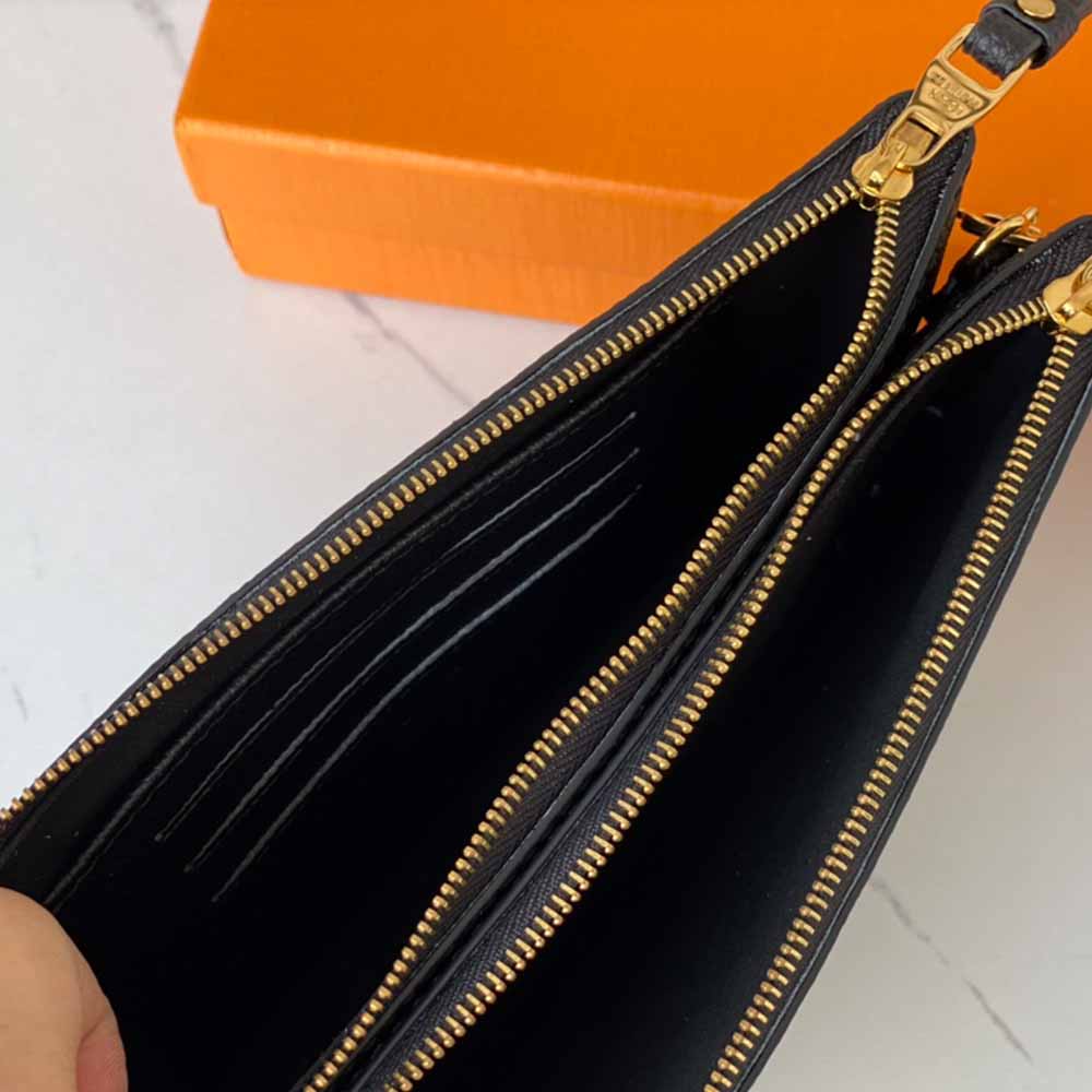 Replica Louis Vuitton Aaa- Double Zip Pochette M68568 Black/Blue - Image 9