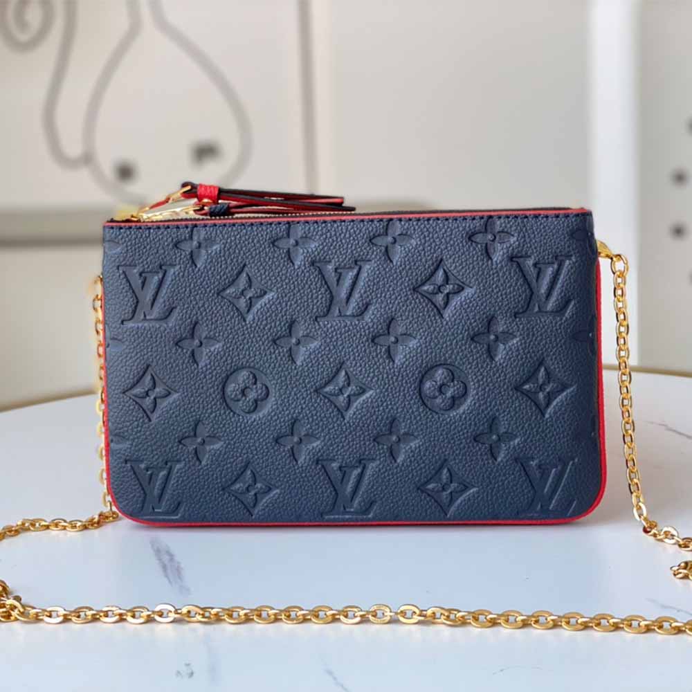 Replica Louis Vuitton Aaa- Double Zip Pochette M68568 Black/Blue - Image 13