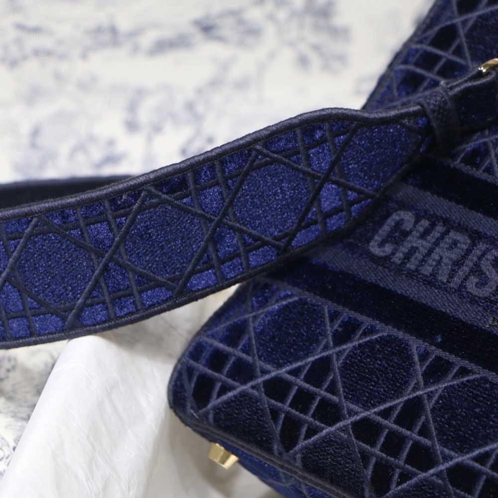 Replica Dior Aaa-D-Blue Velvet Medium Lady D-Lite Bag M8002/Embroidery - Image 7