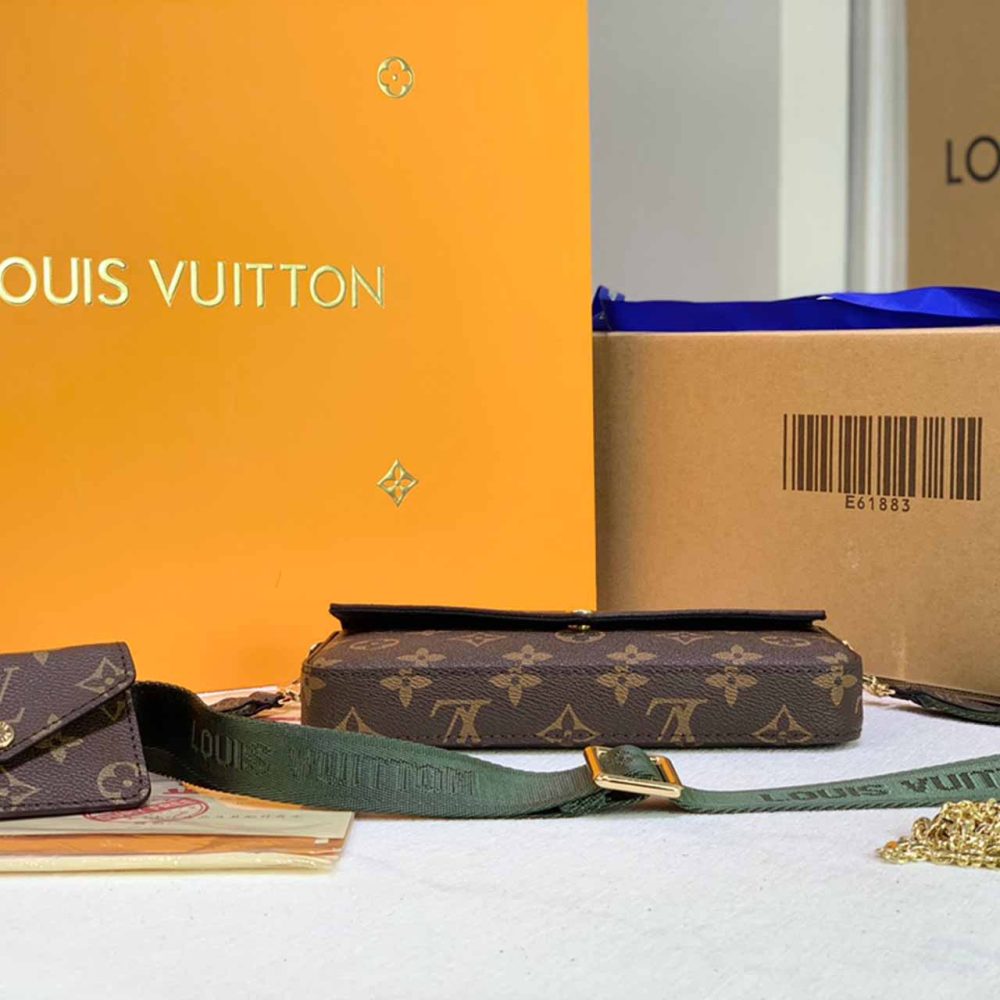 Best Replicas Bags - Louis Vuitton FeLICIE STRAP & GO M80091 GREEN/PINK Best Louis Vuitton LV Replica Bags On Sales