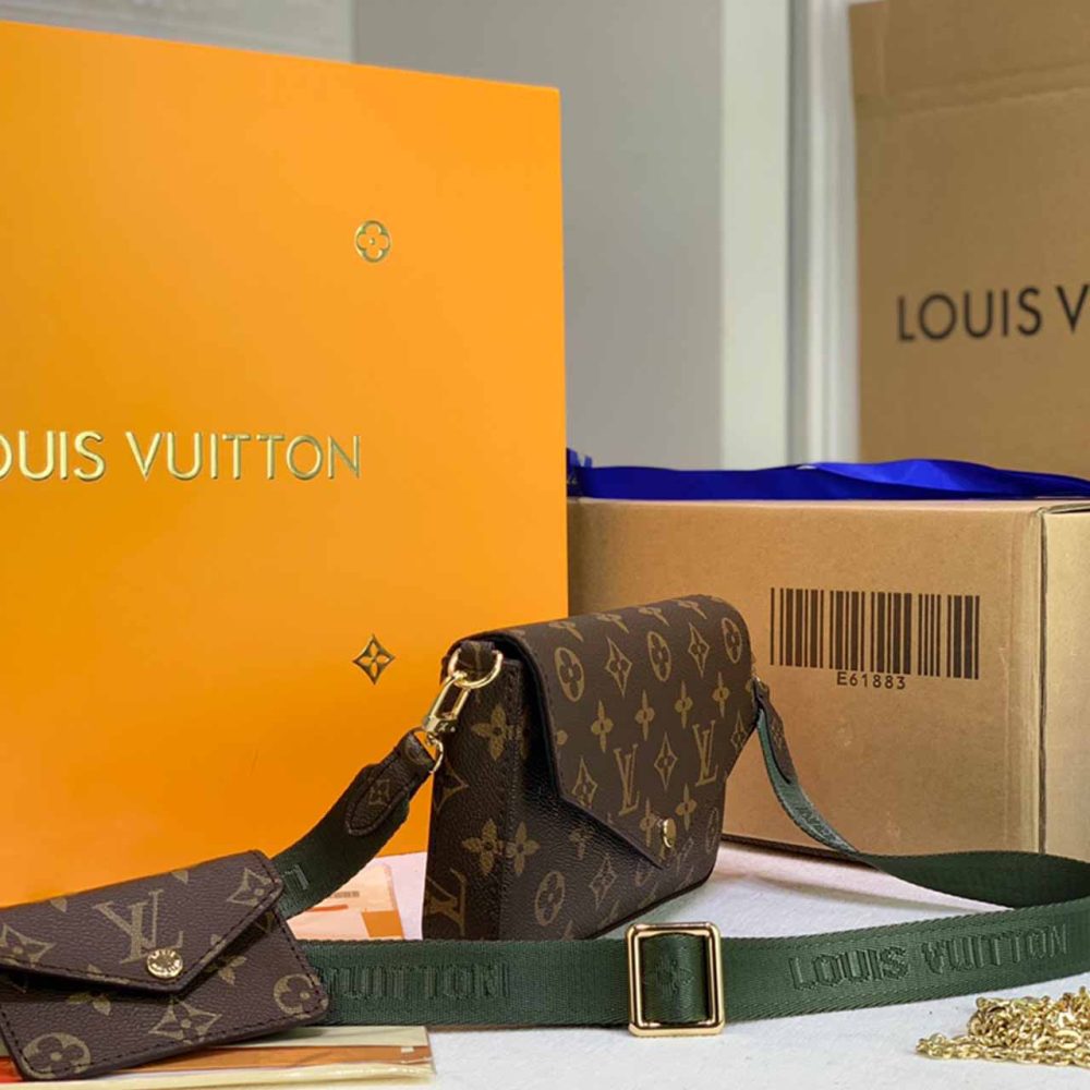 Best Replicas Bags - Louis Vuitton FeLICIE STRAP & GO M80091 GREEN/PINK Best Louis Vuitton LV Replica Bags On Sales