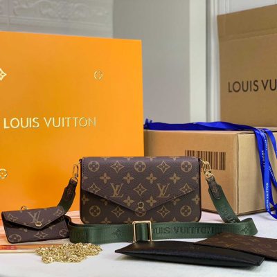 Replica Louis Vuitton Felicie Strap &Amp; Go M80091 Green/Pink