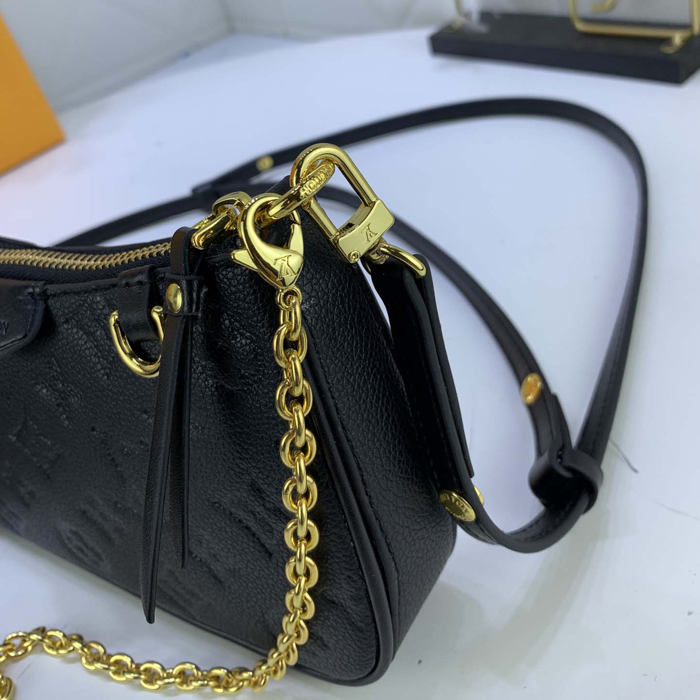 Replica Louis Vuitton Easy Pouch On Strap- Black/Beige/White - Image 4