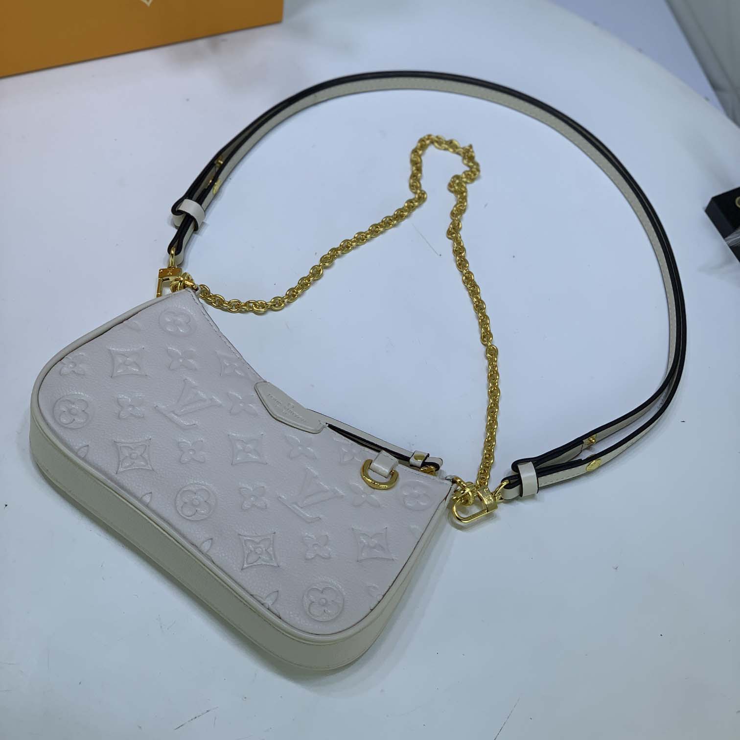 Replica Louis Vuitton Easy Pouch On Strap- Black/Beige/White - Image 9