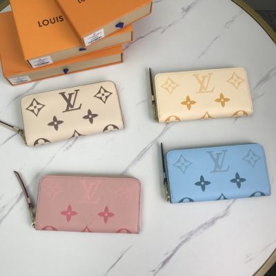 Replica Louis Vuitton Zippy Wallet Pink/Blue/Brown