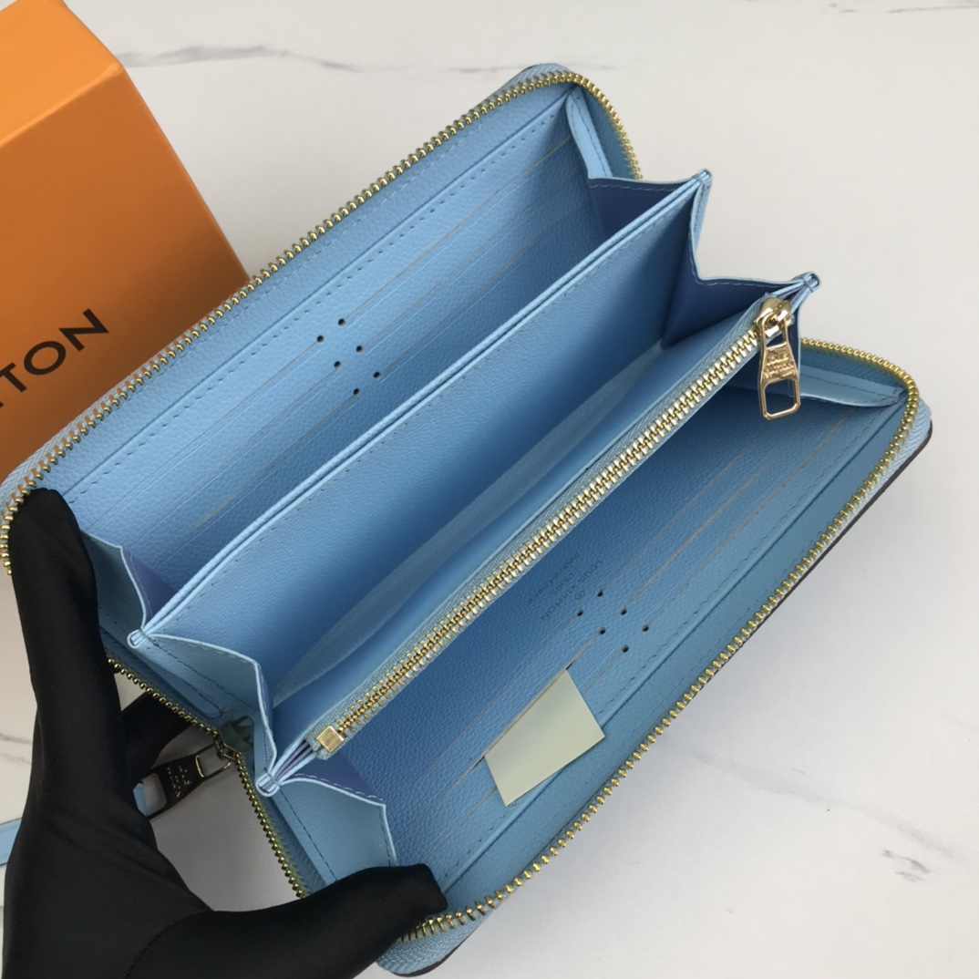 Replica Louis Vuitton Zippy Wallet Pink/Blue/Brown - Image 9