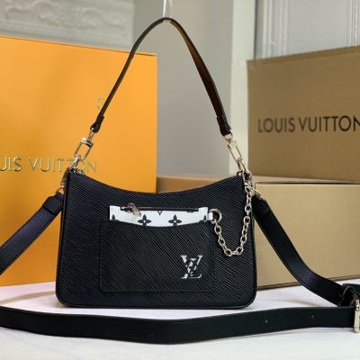 Alternative view of Replica Louis Vuitton Marelle Handbag Black/White/Brown