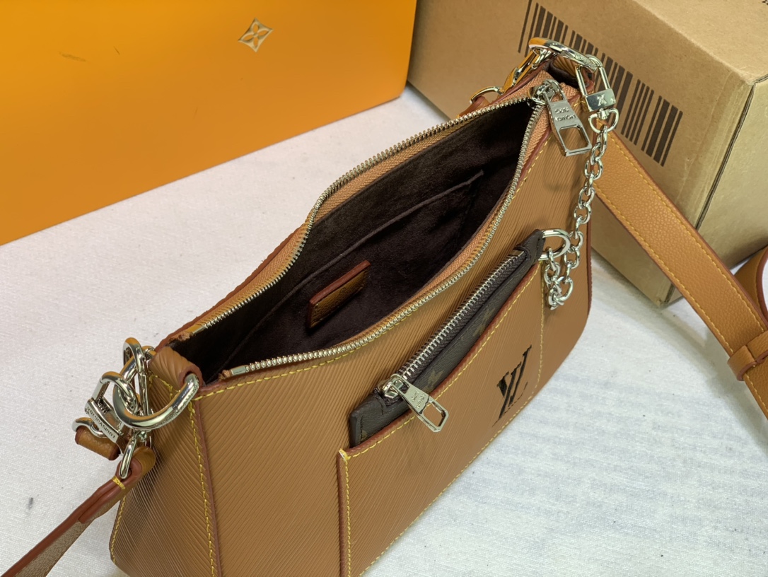 Replica Louis Vuitton Marelle Handbag Black/White/Brown - Image 11