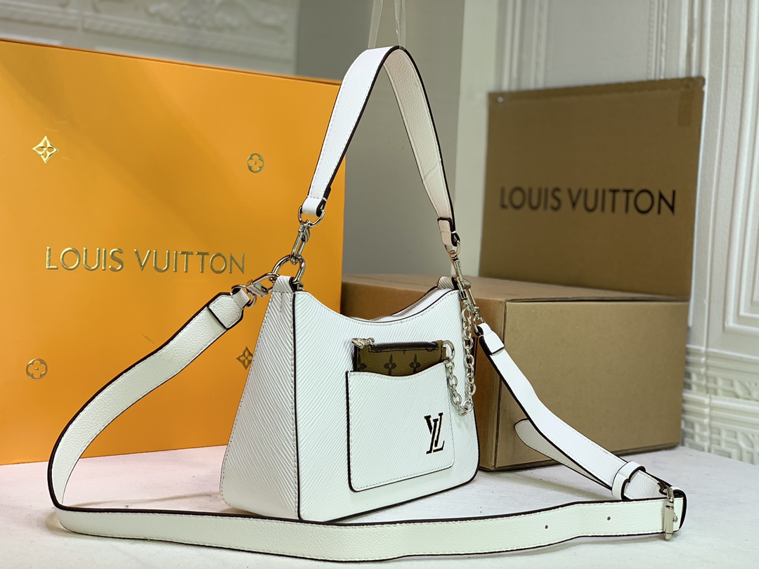 Replica Louis Vuitton Marelle Handbag Black/White/Brown - Image 13