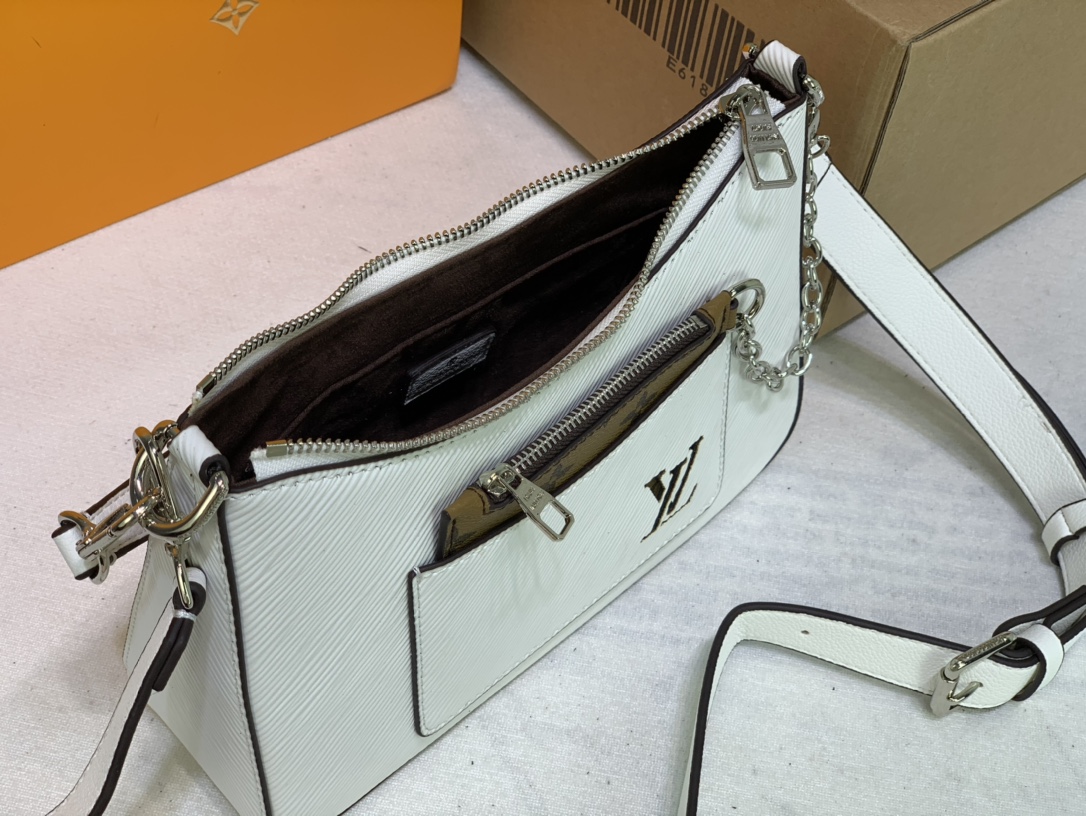 Replica Louis Vuitton Marelle Handbag Black/White/Brown - Image 16
