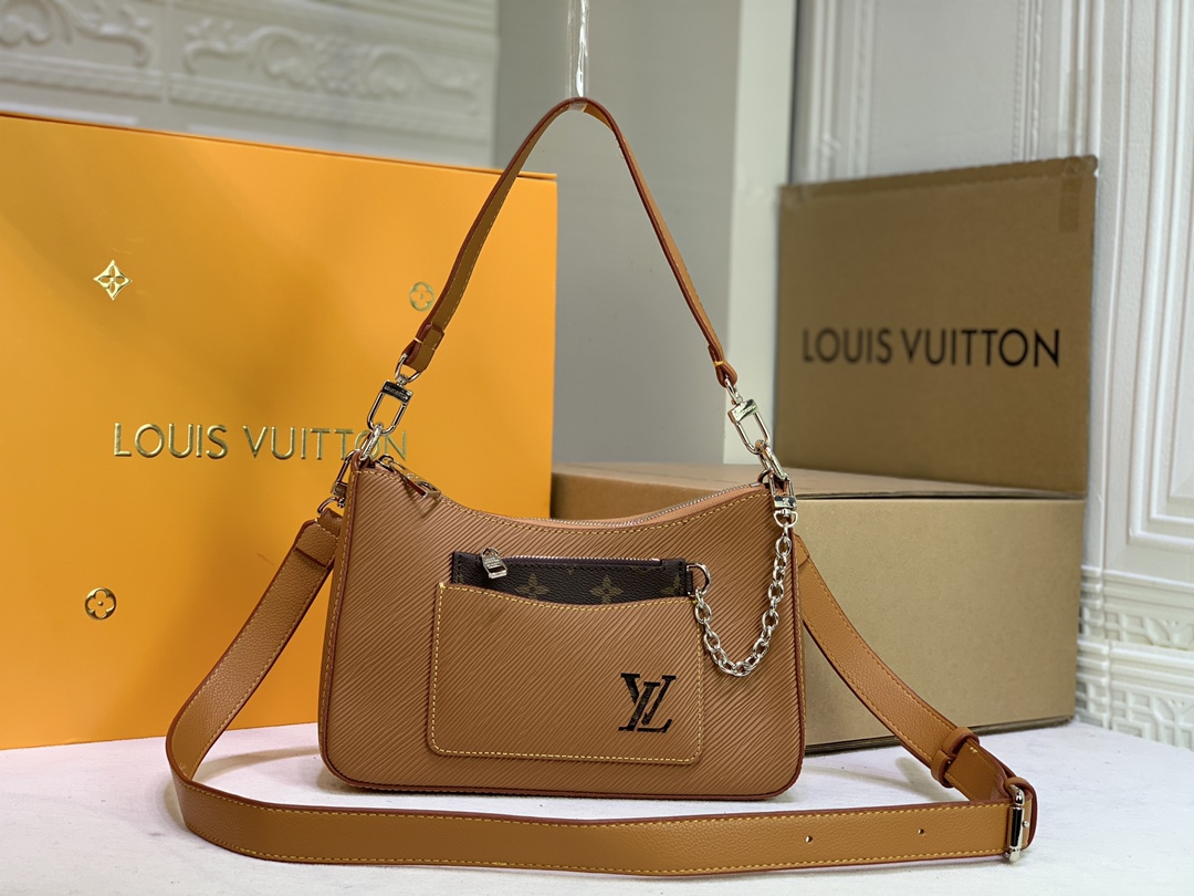 Replica Louis Vuitton Marelle Handbag Black/White/Brown - Image 7