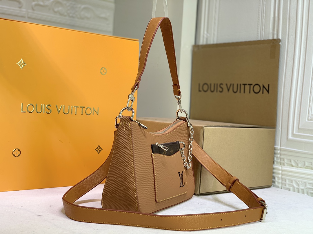 Replica Louis Vuitton Marelle Handbag Black/White/Brown - Image 8