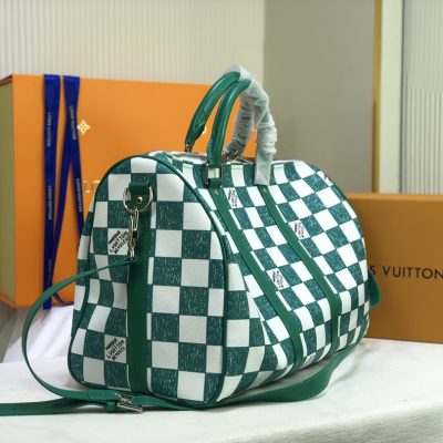 Alternative view of Replica Louis Vuitton Keepall Bandouliere 45 Green/Black