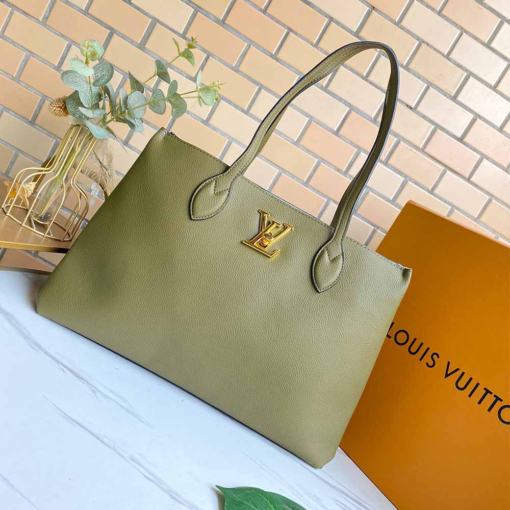 Replica Louis Vuitton Lockme Shopper M57346 Beige/Black/Green - Image 17