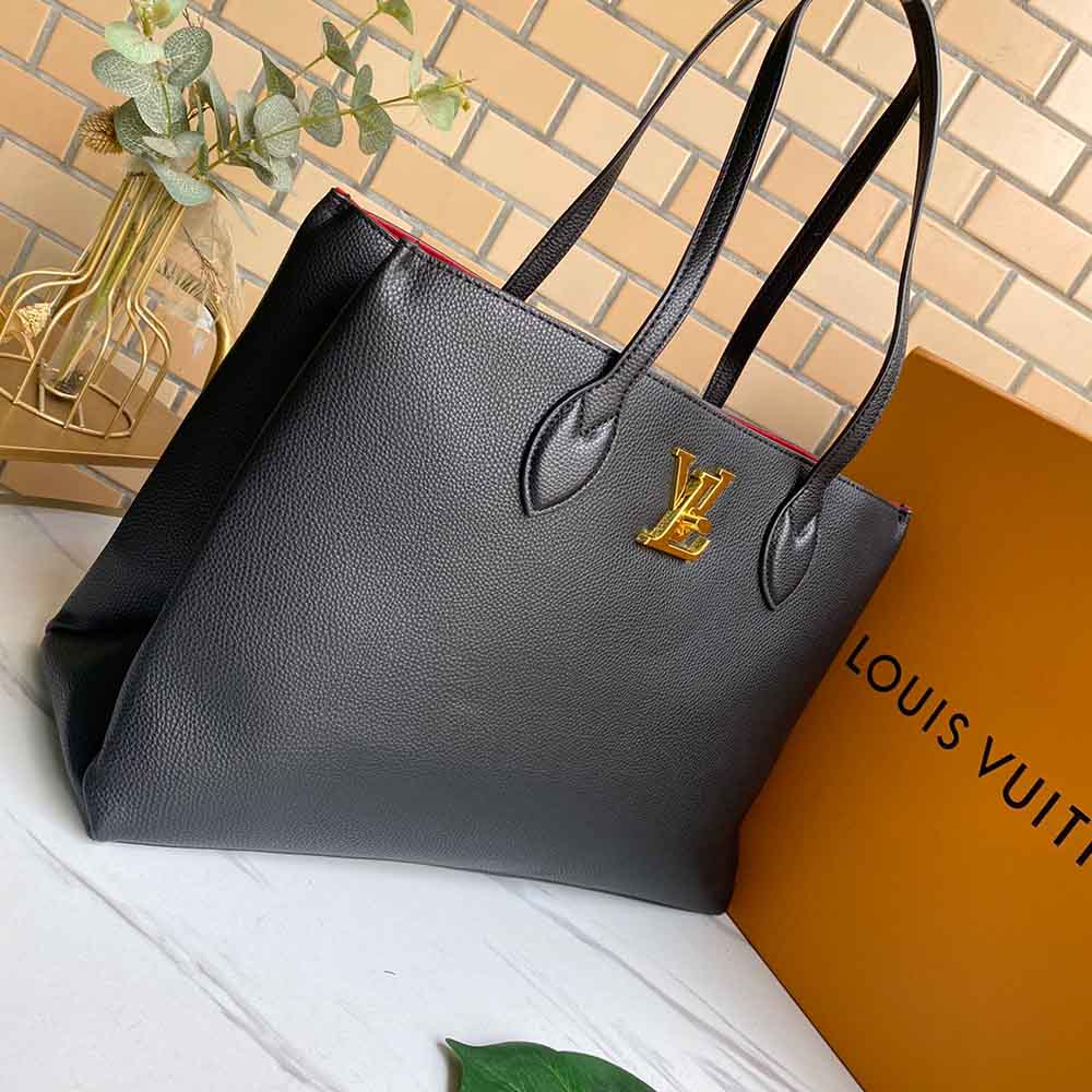 Replica Louis Vuitton Lockme Shopper M57346 Beige/Black/Green - Image 2