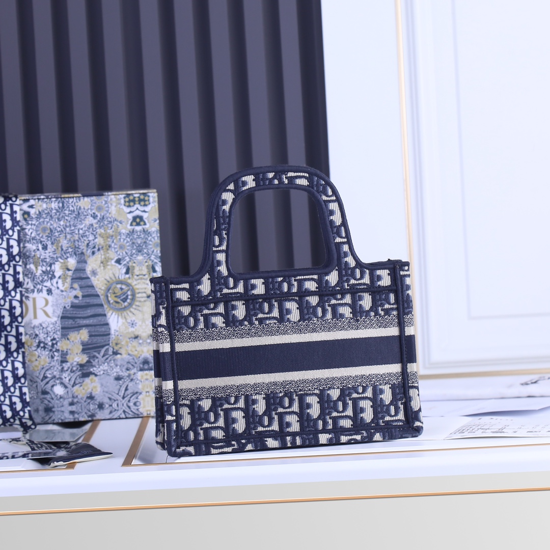 Replica Dior Oblique Embroidery Mini Book Tote - Image 3