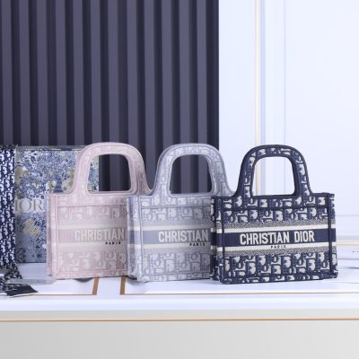 Replica Dior Oblique Embroidery Mini Book Tote