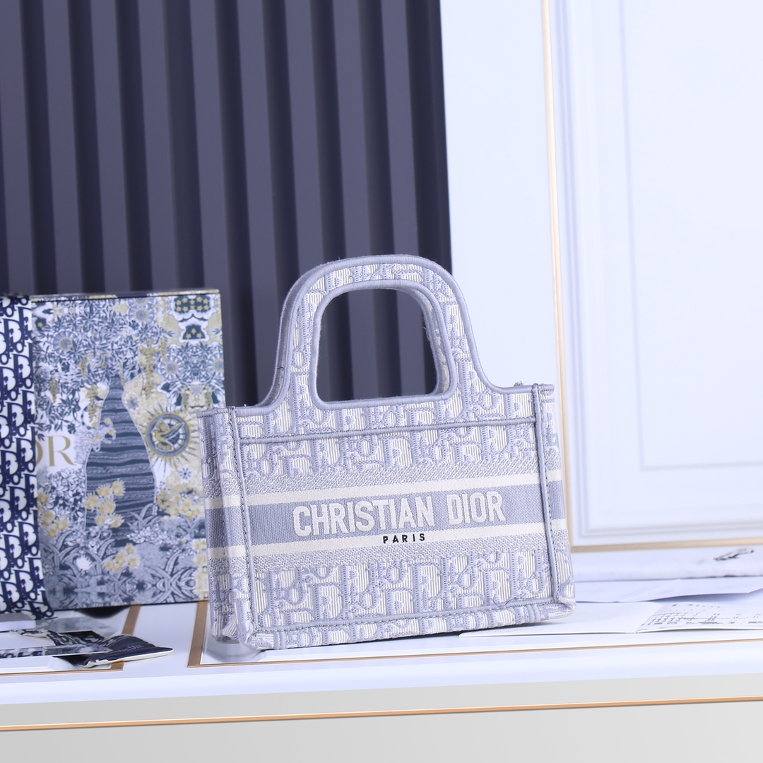 Replica Dior Oblique Embroidery Mini Book Tote - Image 6