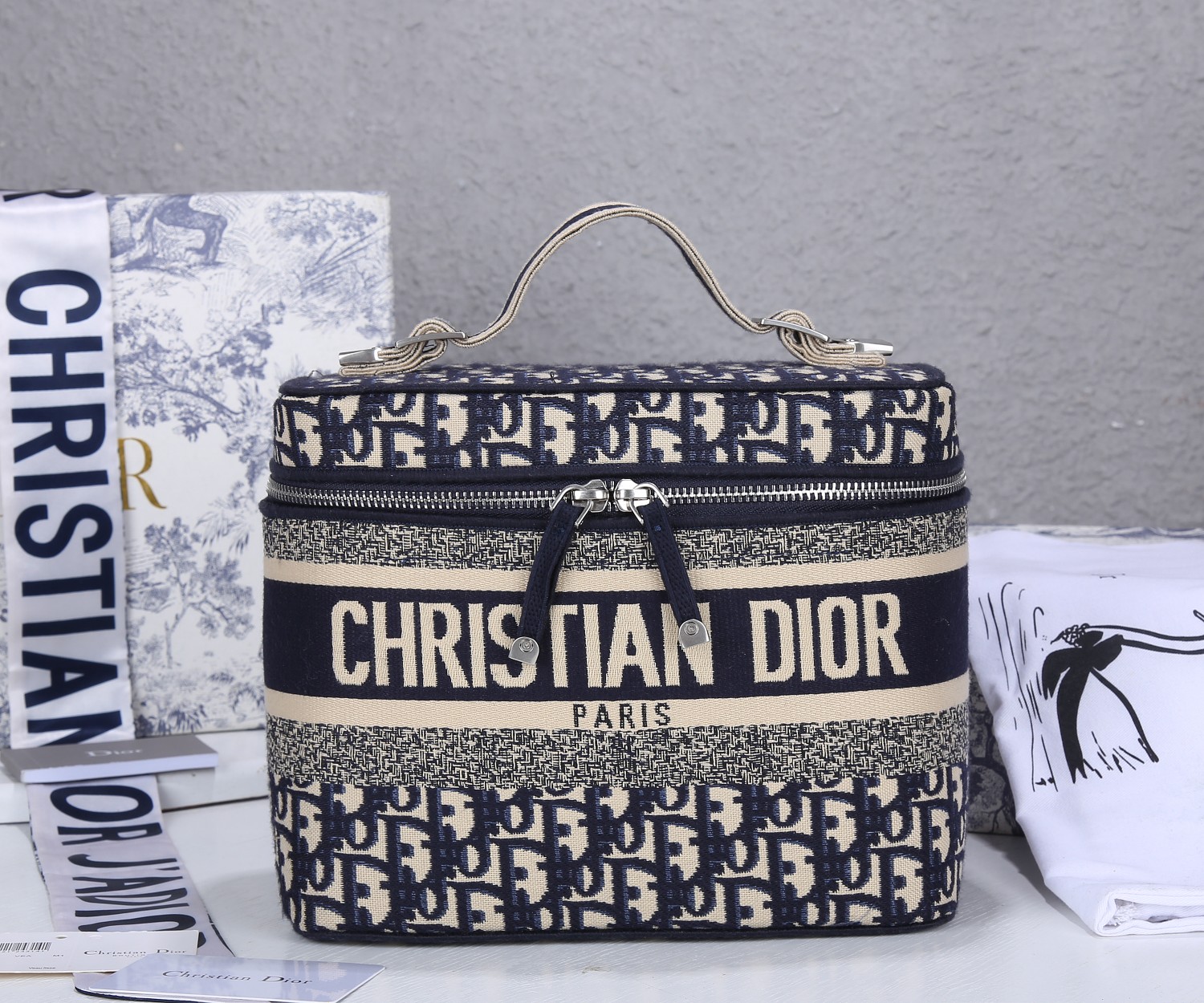 Replica Dior Travel Vanity Case Navy/Gray