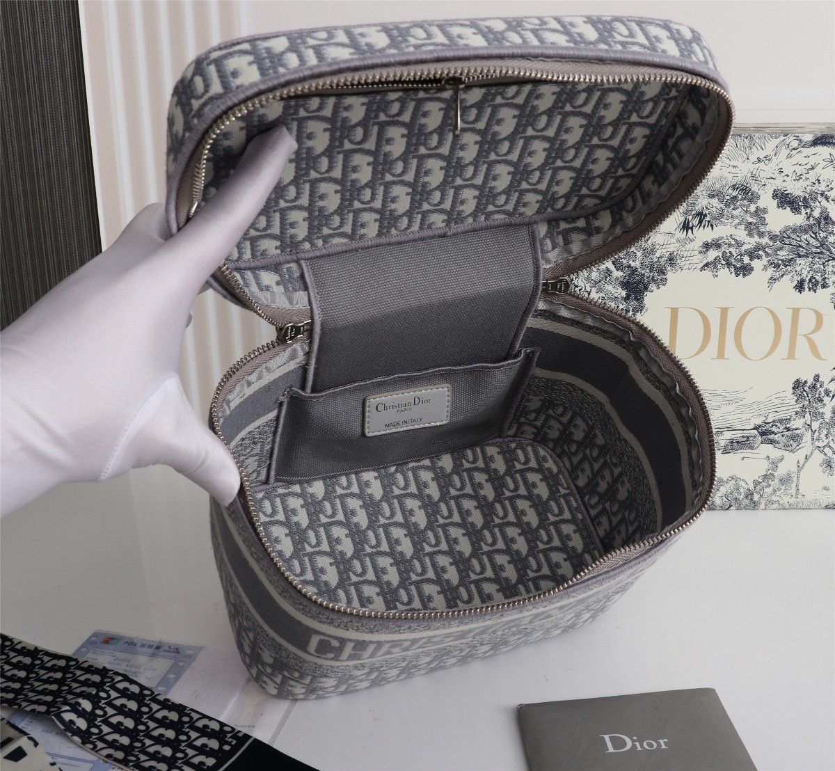 Replica Dior Travel Vanity Case Navy/Gray - Image 10