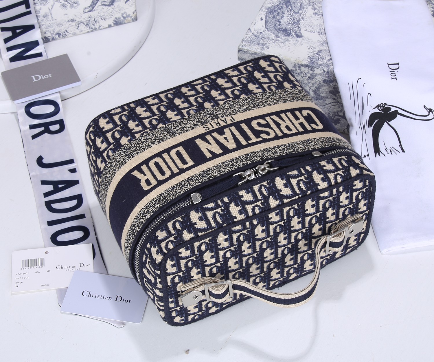 Replica Dior Travel Vanity Case Navy/Gray - Image 2