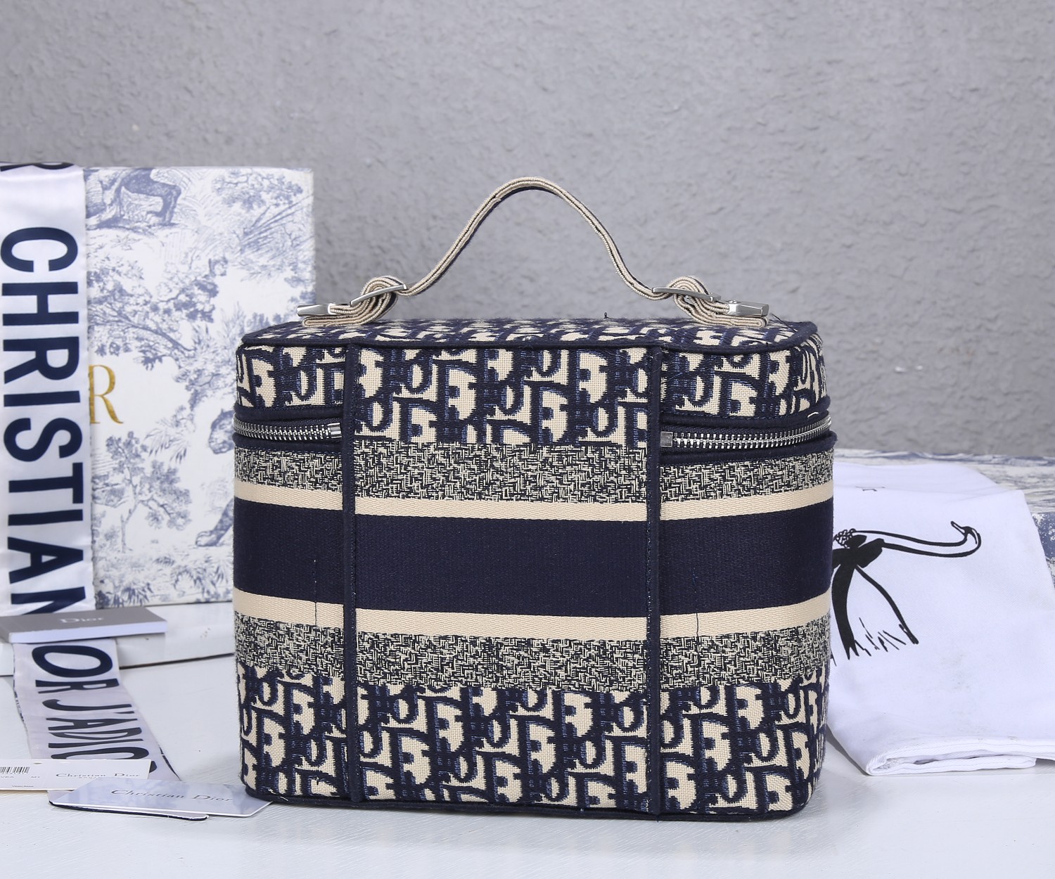 Replica Dior Travel Vanity Case Navy/Gray - Image 3
