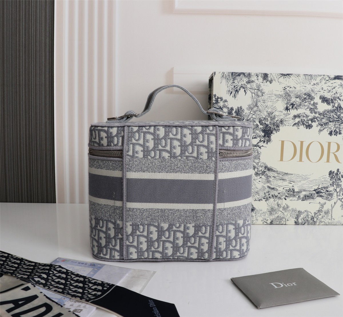 Replica Dior Travel Vanity Case Navy/Gray - Image 7