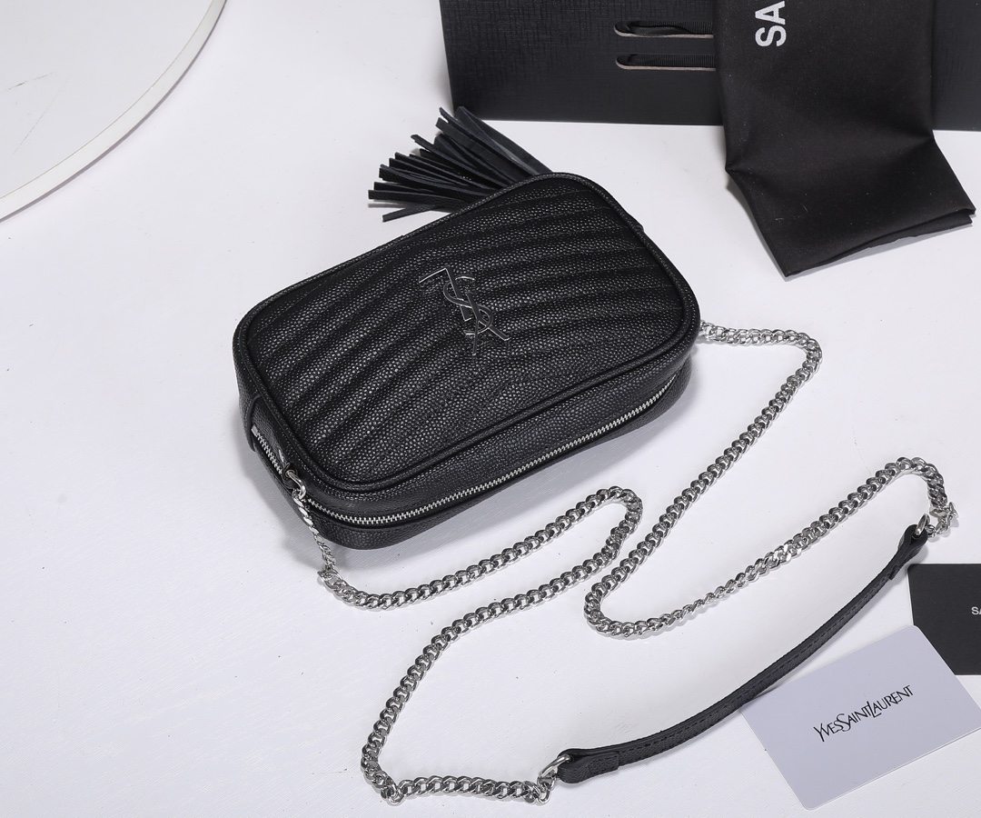 Replica Ysl Lou Mini Bag Black/Silver Hardware - Image 8