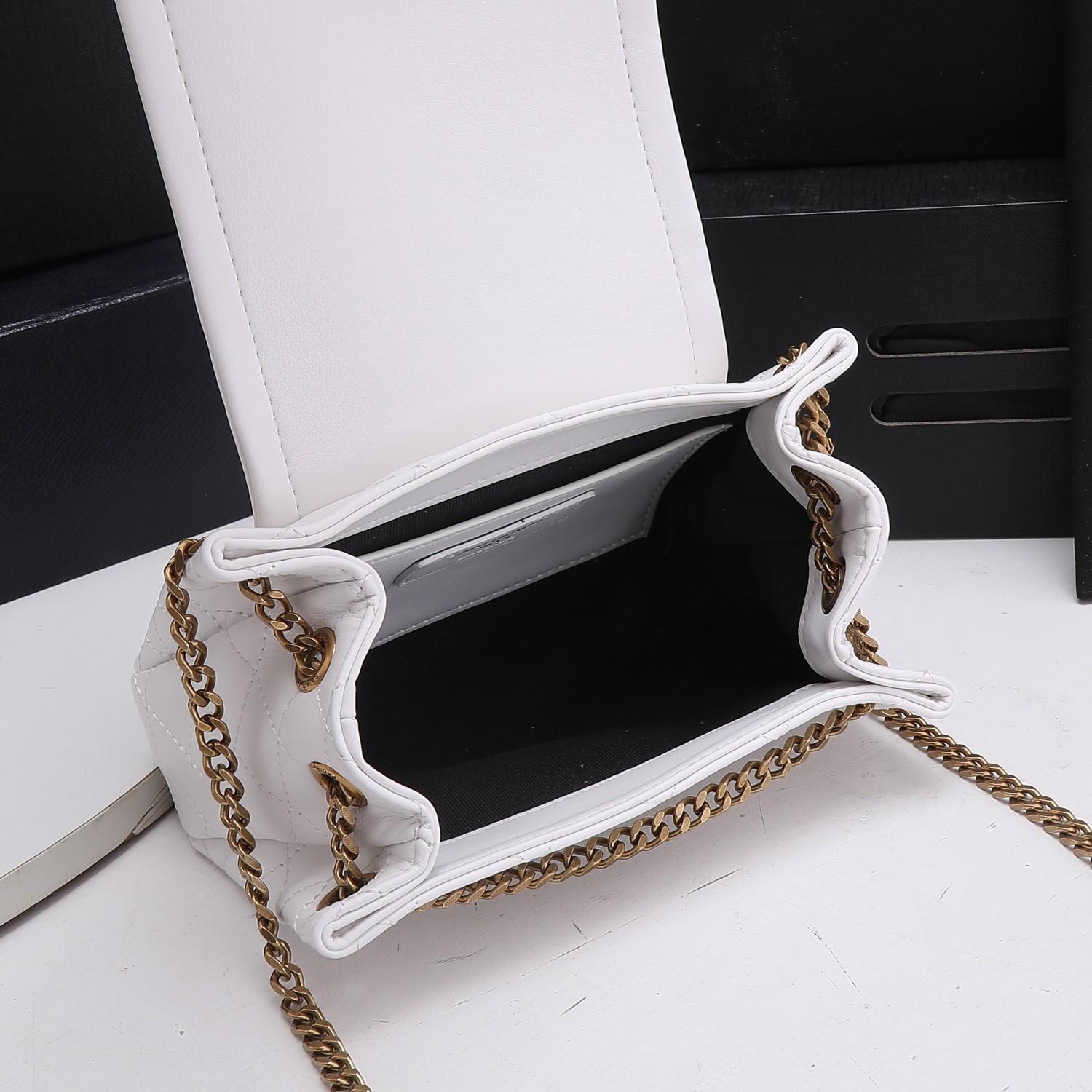 Replica Ysl Mini Nolita Bag In Lambskin- Black/White - Image 10