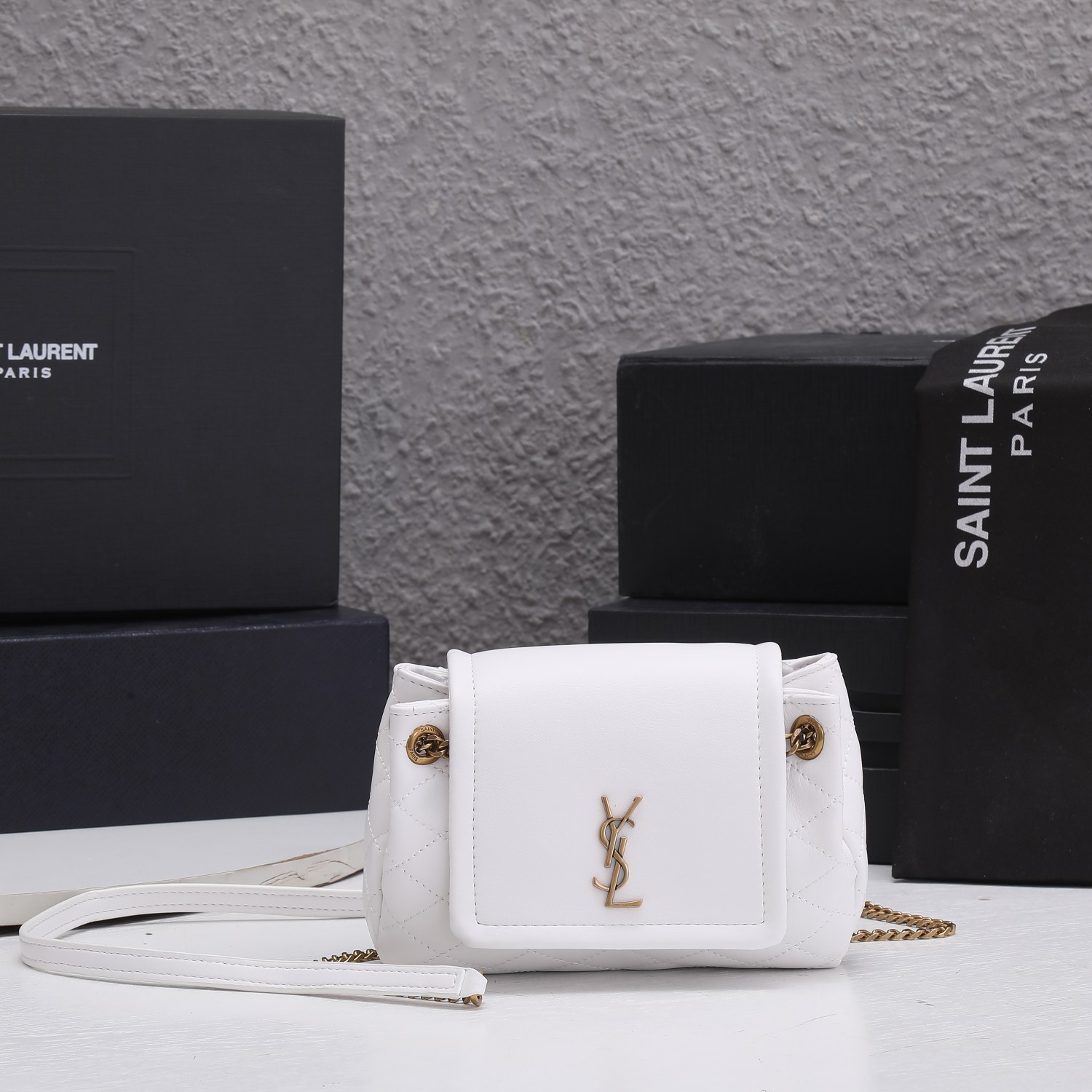 Replica Ysl Mini Nolita Bag In Lambskin- Black/White - Image 6