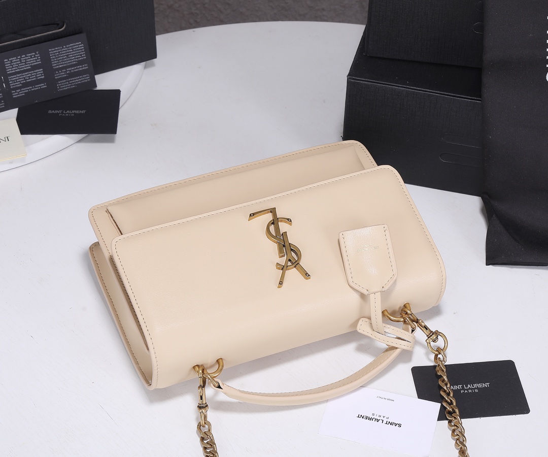 Replica Ysl Sunset Medium Top Handle Bag- Black/Beige - Image 10