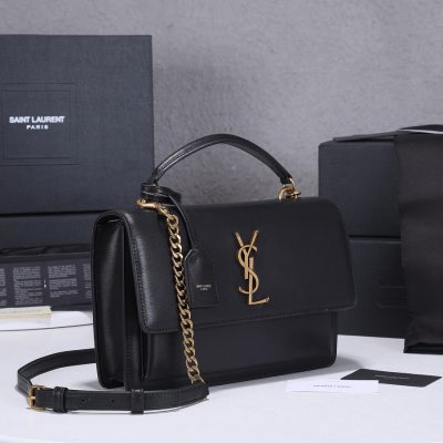 Alternative view of Replica Ysl Sunset Medium Top Handle Bag- Black/Beige