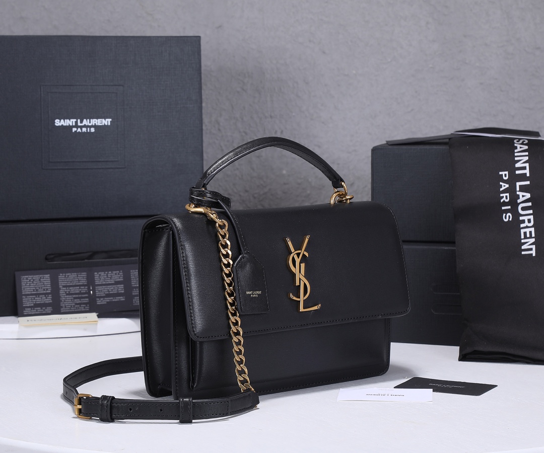 Replica Ysl Sunset Medium Top Handle Bag- Black/Beige - Image 2