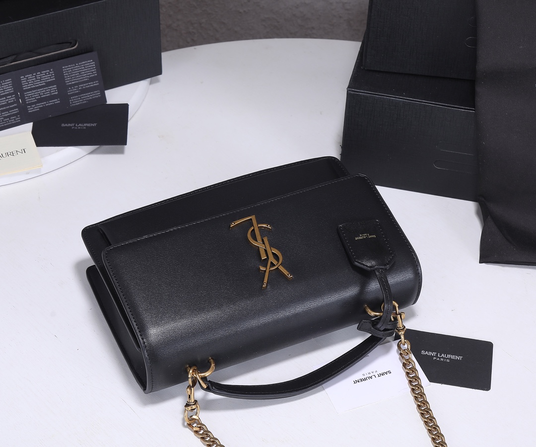 Replica Ysl Sunset Medium Top Handle Bag- Black/Beige - Image 4