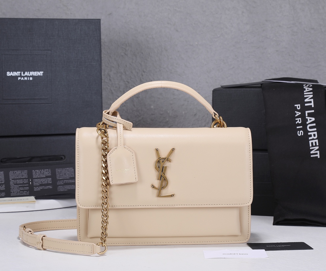 Replica Ysl Sunset Medium Top Handle Bag- Black/Beige - Image 7
