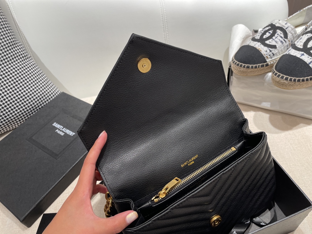 Replica Ysl Envelope Medium Bag In Mix Embossed Leather-Gold - Image 6