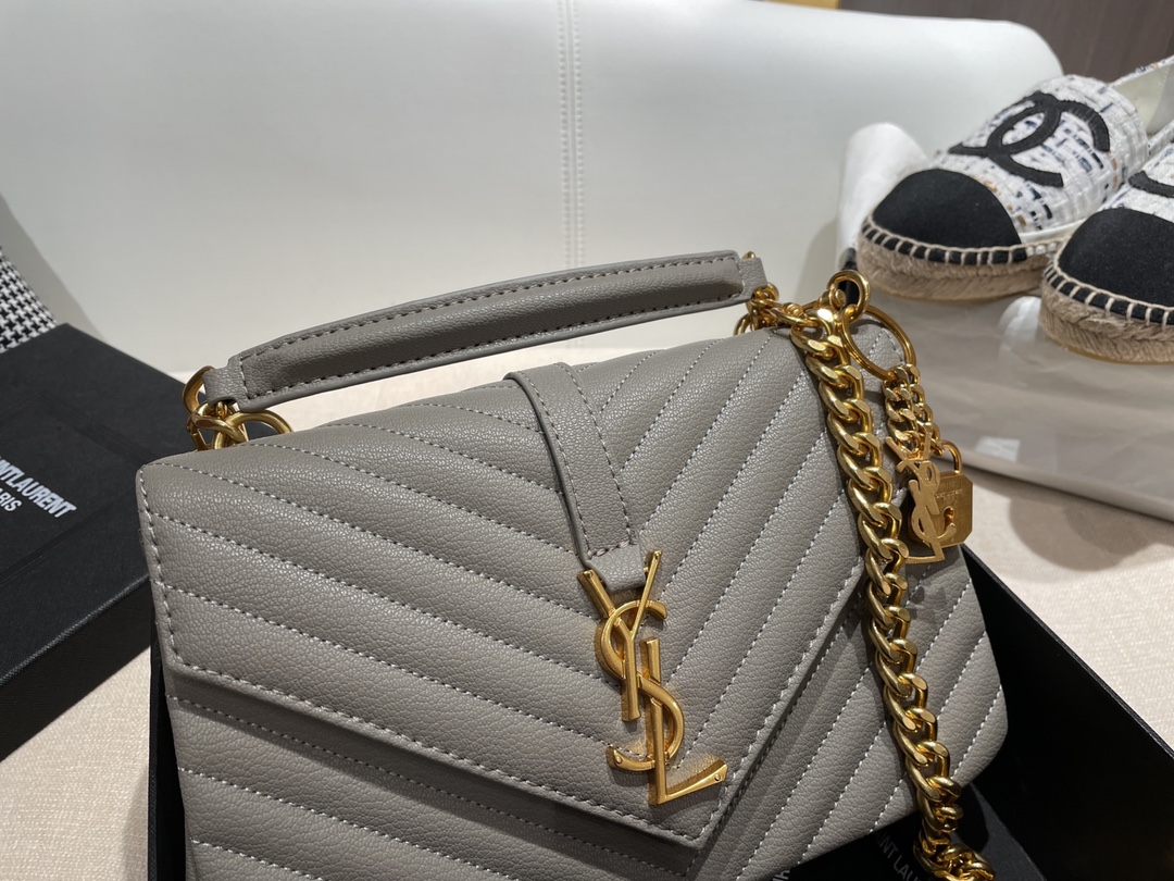 Replica Ysl Envelope Medium Bag In Mix Embossed Leather-Gold - Image 7