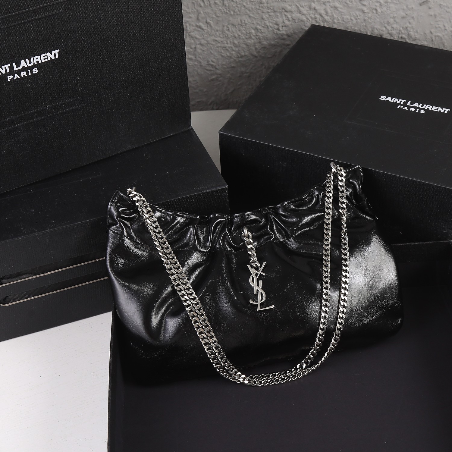 Replica Ysl Mini Leather Shoulder Hobo Bag - Image 12