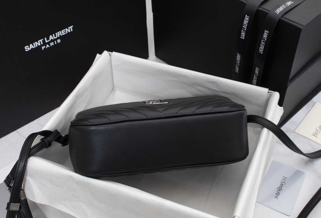 Replica Ysl Lou Camera Bag In Quilted Leather- Black/Silver - Image 6