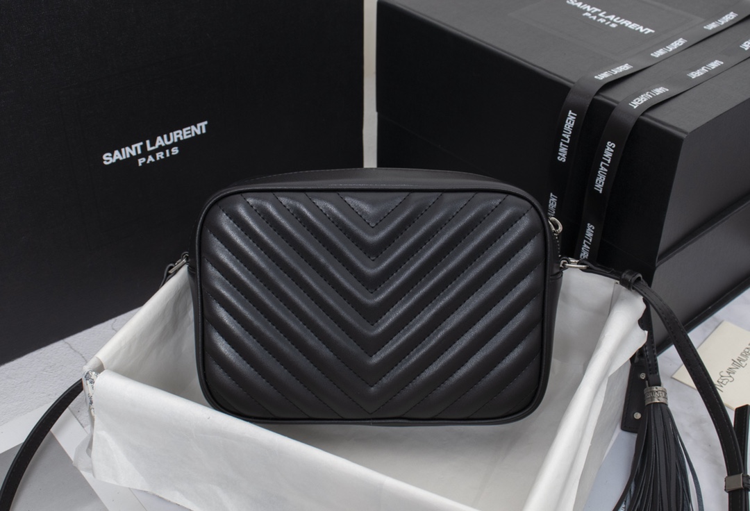 Replica Ysl Lou Camera Bag In Quilted Leather- Black/Silver - Image 8