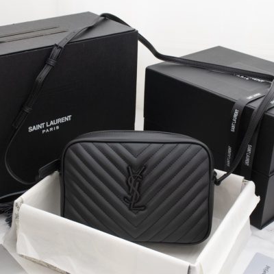 Replica Ysl Lou Camera Bag In Quilted Leather- Black/Silver