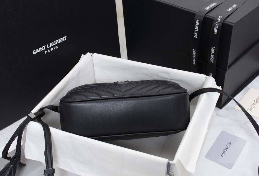 Replica Ysl Lou Camera Bag In Quilted Leather- Black/Silver - Image 2