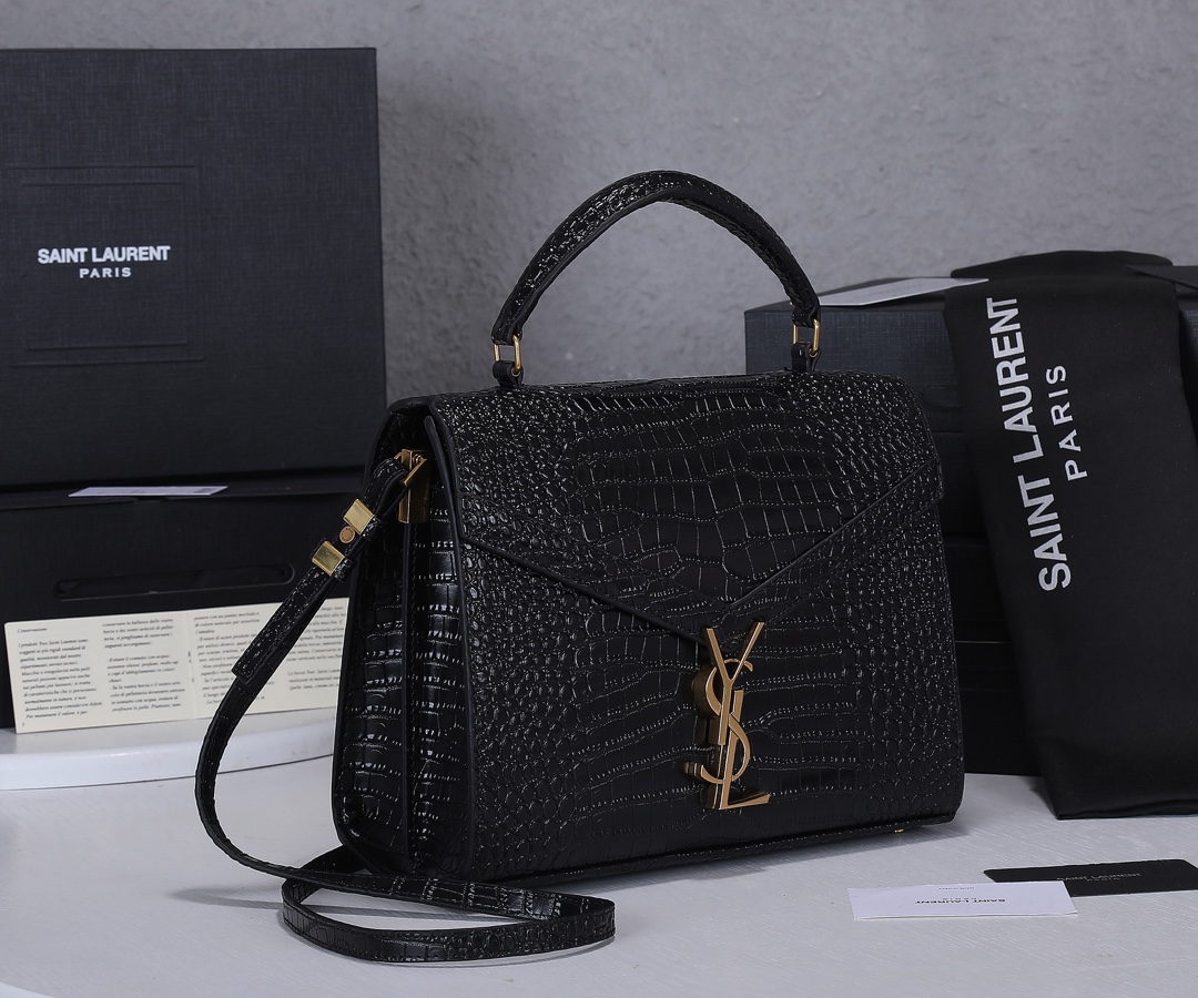 Replica Ysl Cassandra Medium Top Handle Bag In Crocodile-Embossed Shiny Leather - Image 2