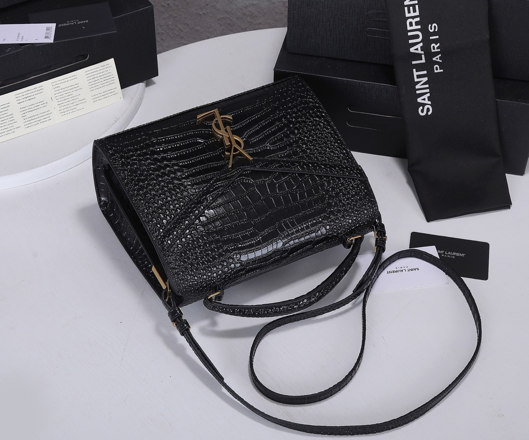 Replica Ysl Cassandra Medium Top Handle Bag In Crocodile-Embossed Shiny Leather - Image 4