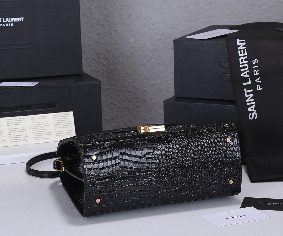 Replica Ysl Cassandra Medium Top Handle Bag In Crocodile-Embossed Shiny Leather - Image 5